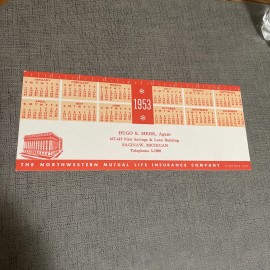 1953 Desk Calendar 9” x 3.75” 70th birthday gift First Savings & Loan Saginaw MI