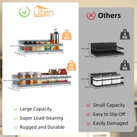 Uten Large Spice Rack for Refrigerator, 2 Pack Strong Magnetic Shelves, Moveable Fridge Organizer, Perfect Space Saver