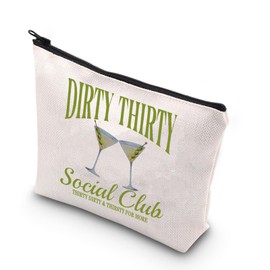 WCGXKO Dirty Thirty Gift Dirty Thirty Social Club Cocktail Travel Cosmetic Bag Zipper Bag (Social Club Thirty CA)