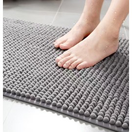 Bathroom Rug Mat 32 x 20，Non Slip Bath Mats for Bathroom Floor，Extra Soft Non Slip Absorbent Water Bath Rug，Plush Rugs for Bathtubs，Machine Washable Carpets，Home Decor Accessories，Gray