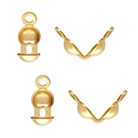 10pcs Adabele Real 1/20 14K Gold Filled Clamshell Calotte Bead Tip End Cap Knot Cover Findings Double Closed Rings for Jewelry Making JK4-B2
