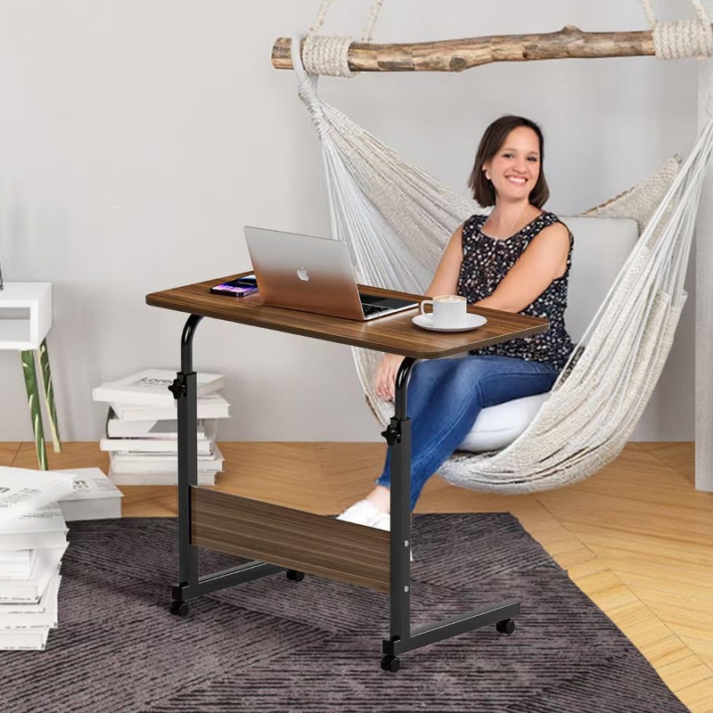 ZephyPaws Mobile Side Table, 31.5 Inch Adjustable Sofa TV Tray