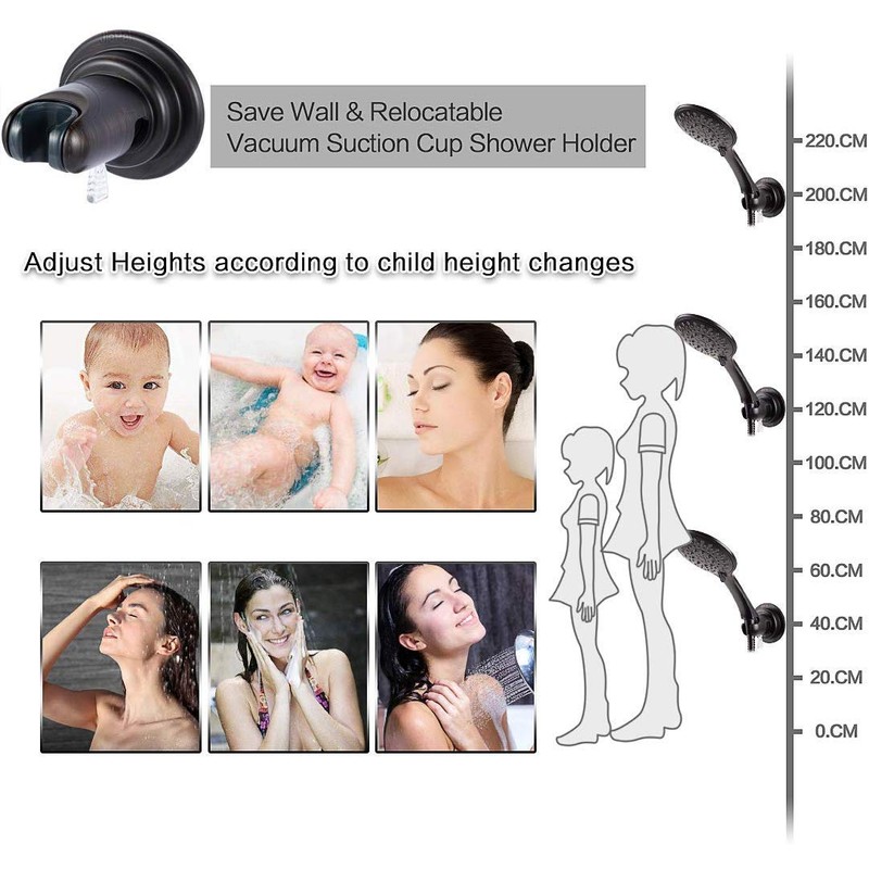 JiePai Vacuum Suction Cup Shower Head Holder,Adhesive Suction Handheld Shower