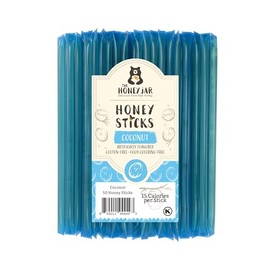 The Honey Jar Coconut Flavored Honey Sticks - Pure Honey Straws For Tea, Coffee, or a Healthy snack - One Teaspoon of Flavored Honey Per Stick - Made In The USA with Real Honey - (50 Count)