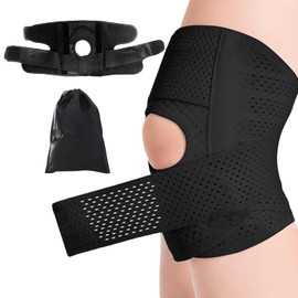 MEMOFYND 1 Adjustable Knee Pad with 1 Storage Bag, Knee Brace, Soft Elastic Knee Pads, Adjustable Sports Knee Pads, Orthopaedic Knee Support, Suitable for Sports, Fitness (Black)