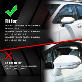 White Passenger Side Replacement Mirror Cover Cap Housing for 2020 2021 2022 2023 2024 2025 Toyota Corolla, Directly Replace Style, Not Sticker