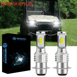 SHENKENUO For Kawasaki Mule 600 610 3000 3010 2x H6M 55W 6000k LED Headlight White Bulb