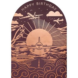 Paperlink Male Birthday Card - General Card for Men - Aeroplanes and Runway with Foil and Die-Cut Edge - Eco-Friendly and Recyclable