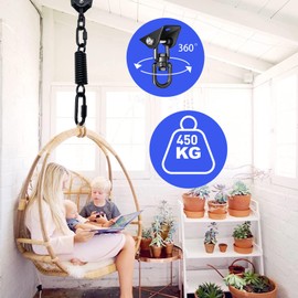Ceiling Hook Hanging Chair Swing Spring 360° Rotatable Heavy Duty Stainless Steel Ceiling Mount up to 450 kg Swing Hook Suspension Hook Punch Bag Holder with 2 Carabiner Hooks for Hammock Black