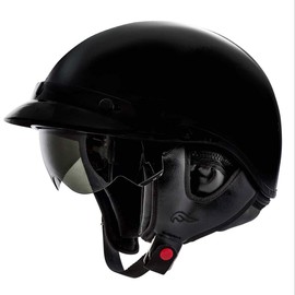 Fulmer, 25-1401, Nomad Adult Deluxe Shorty Motorcycle Helmet DOT Approved - Gloss Black, XS