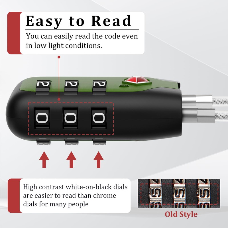 Joyway TSA Approved Luggage Lock, 3 Digit Combination Cable Lock