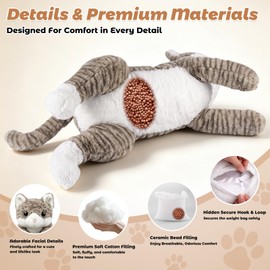 Bobbie & Laxi 22" Weighted Gray Cat Plush, 4.5 lbs 2-in-1 Pillow Toy