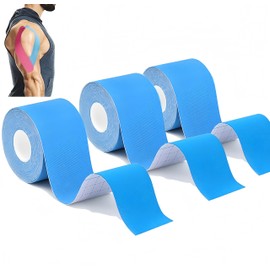 LiangMai Tape 3Roll*5m of Elastic Muscle Support Tape,Sports Tape for Shoulder,Ankle,Elbow,Wrist,Splints and Knee Support,Waterproof & Hyopallergenic Kinetic Athletic Tape,Physio Tape-Blue