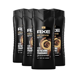 Axe Dark Temptation XL 3-in-1 Shower Gel & Shampoo for Long-Lasting Freshness and Fragrance Dermatologically Tested 400 ml Pack of 4