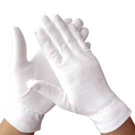 10 Pairs White Cotton Gloves - Cosmetic Moisturizer Gloves - Suitable for Dry Hands and Eczema, Beauty Cream and Touch Coins, Jewellery and Silver - Unisex
