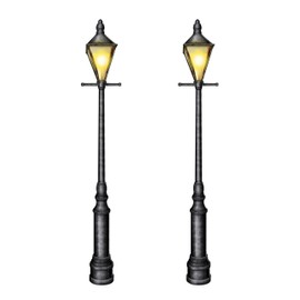Beistle Lamppost Photo Props, 6' Tall, Set of 2 - Mardi Gras Street Light Wall Decorations, Cut Out Party Backdrop Decor