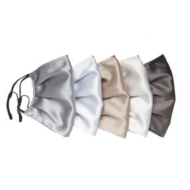 Habac Studio Pack of 5 Satin Silk Face Masks, Face Masks Washable UK, Reusable Face Mask, Mens Face Mask, Silk Mask, Masks for Women, Silk Face Covering, Nose Wire, Adjustable, UK Seller (Greys)