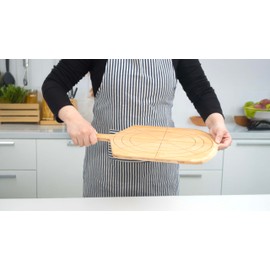 Loftern Loftern Wooden Pizza Peel 12 Inch Board with Engraved Sizes - Multi-Purpose Bamboo Pizza Cutting Board, Wood Pizza Peel, Pizza Spatula Paddle, and Serving Board with Size and Cutting Guide