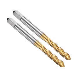 sourcing map 2pcs Spiral Flute Thread Taps 10-24 UNC 2B Machine Threading Tap Bit, Titanium Coated Screw Tapping Repair Tool, M2 High-Speed Steel (HSS)