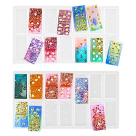 2 Pack DIY Domino Resin Molds,Dominoes Silicone Game Mold Double Six Epoxy Resin Mold for Personlized Dominoes Resin Casting Mold