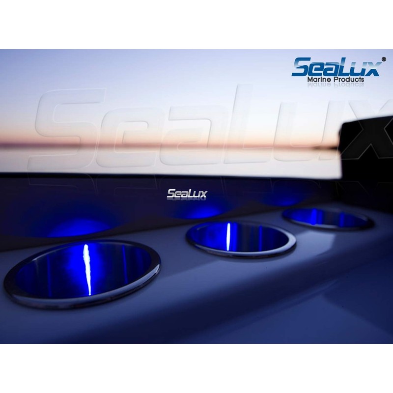 SeaLux Stainless Steel Illuminated LED Drink Cup Holder Blue or