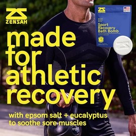 Zensah Zensah Sport Recovery Bath Bombs - Magnesium Epsom Salt for Soaking Sore Muscles, Eucalyptus Relaxation for Athletes, Men and Women (1 Count, Eucalyptus)