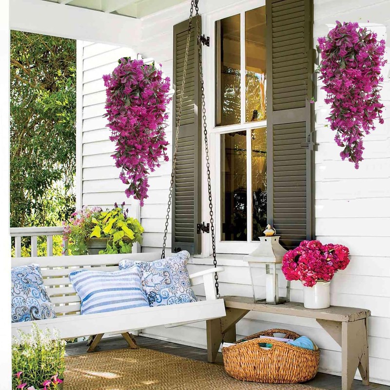 Regallop Artificial Hanging Flowers for Outdoors Decorations 2 Pack, Fake