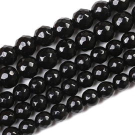 90 abalorio de piedra de ágata negra facetada natural de 4 mm para hacer joyas, abalorio de curación de energía, pulseras y collares, accesorios de 15 pulgadas (4 mm, ágata negra facetada)