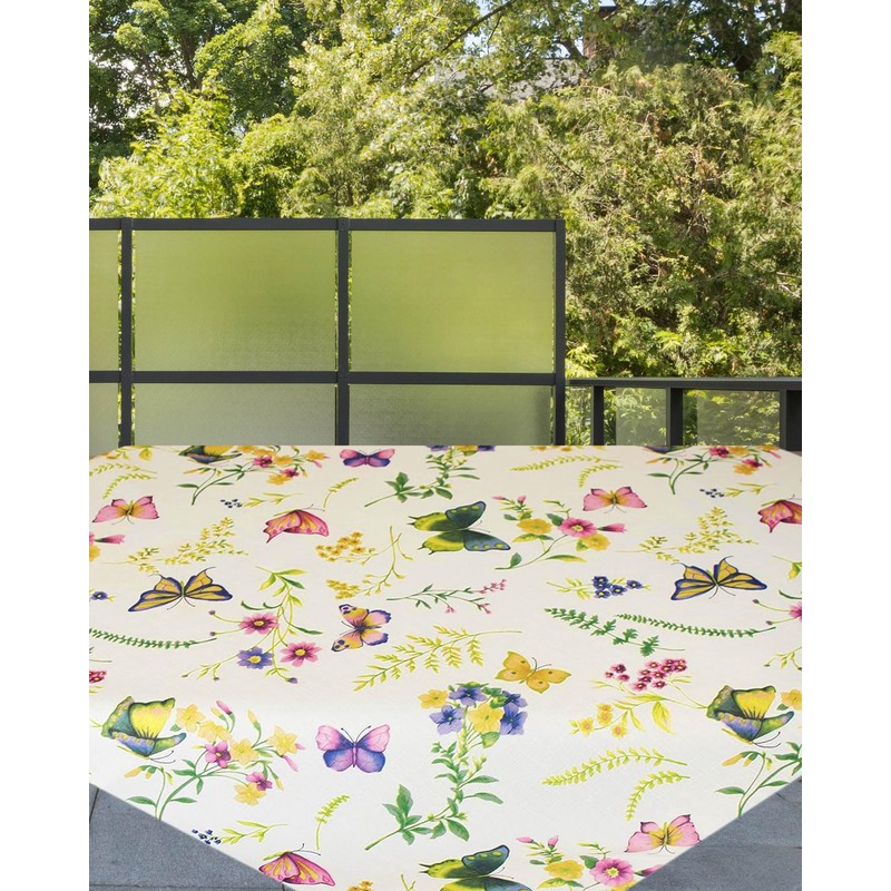 Kamaca Series Butterflies in a Flower Meadow in Cream with