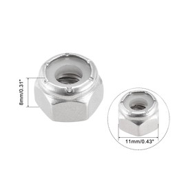 TA-VIGOR 25Pcs 1/4-20UNC Nylon Hex Lock Nuts, 304 Stainless Steel Nylon Insert Self-locking Nuts, Hexagon Threaded Nyloc Nut for Lock Washers Bolts Screws