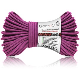 Ganzoo Paracord 550 Rope, Purple, 4 mm, Type 3, Nylon Polyester, Hybrid, Bracelet, Dog Lead, Dog Collar, Approx. 250 kg Breaking Load, Outdoor Rope, Camping Cord, All-Purpose Rope, 30 Metres