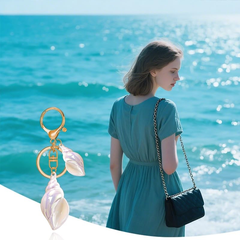 Seashell Purse Charm for Keys Handbags Beach Keychains for Women