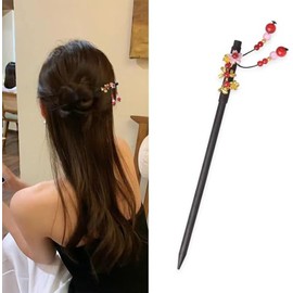 Vintage Hair Accessories Hairpin Chinese for Girls Hair Chopsticks Pink Flower Long Hair Clips for Girls Women (Brown, One Size)
