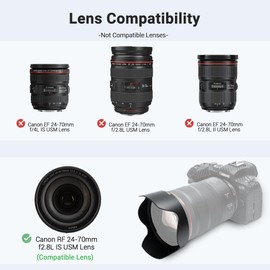 Lens Hood for Canon RF 24-70mm f2.8L is USM Lens & Canon RF 24-105mm f2.8 L is USM Z Lens Replaces Canon EW-88E with Reversible Design, Compatible with 82mm Filter and Snap-on Lens Cap