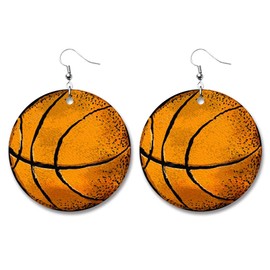 Leather Sports Ball Earring Football Baseball Basketball Rugby Dangle Drop Earring for Women Sports Lover Jewelry-C