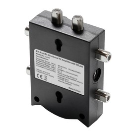 Bi-directional TV Amplifier 2 Inputs TV Antenna Signal Booster with 4 Outputs Low Noise TV Signal Splitter Antenna Signal Booster with Reverse Path for Indoor Use