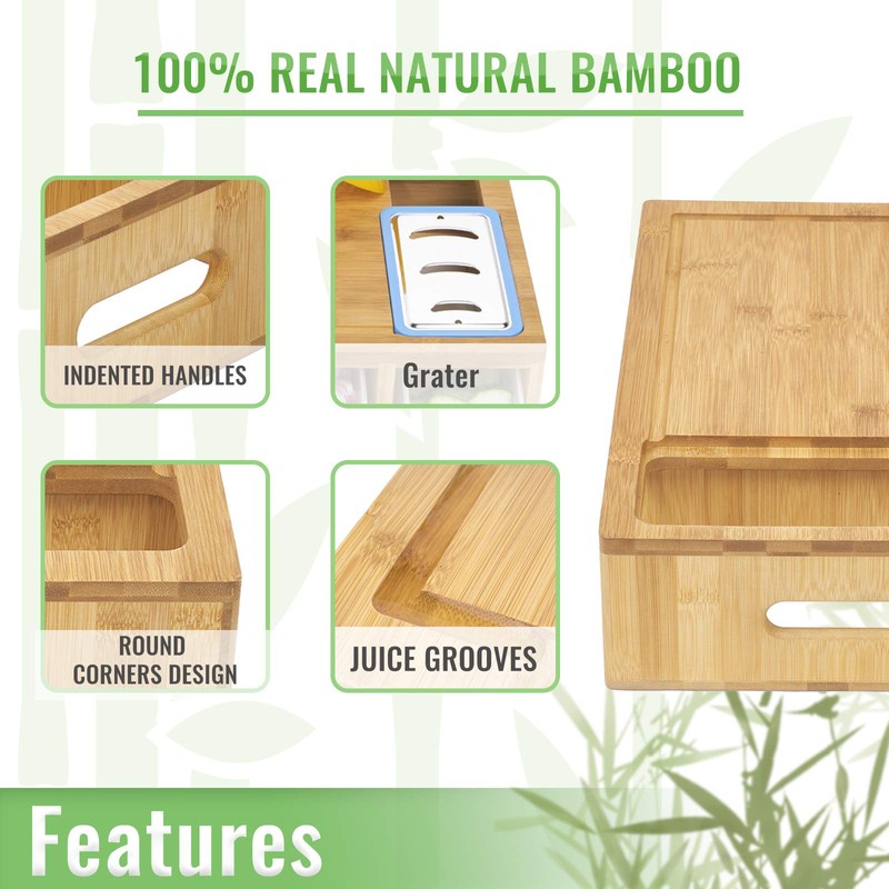 SHINESTAR Cutting Board with Containers, Sturdy Meal Prep Station for