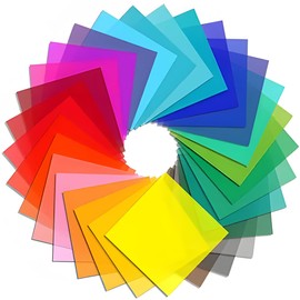 YOCDNOV Pack of 120 Cellophane Film Colourful - Square Coloured Transparent for Window Film Crafts for Children for Crafts for Decorations, Gifts and School (19 cm x 19 cm)