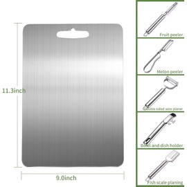 Titanium Cutting Board - 2024 Top Notch Titanium Cutting Boards for Kitchen, Cutting Edge Hygiene & Durability, 304 Stainless Steel Food Grade Cutting Boards for Meat Fruit