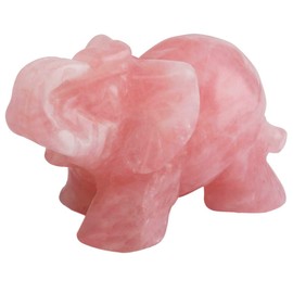 Nupuyai Elephant Figurine Gemstone Crystal Lucky Elephant Healing Stone Lucky Charm Elephant Figure Reiki Fengshui Decoration (Rose Quartz)