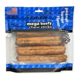 Frankly Original Pet - Peanut Butter Flavored Mega Beefy Chew Stick for Dogs - High Protein Collegen Packed - Made in The U.S.A. - 4 Count 7" Stick