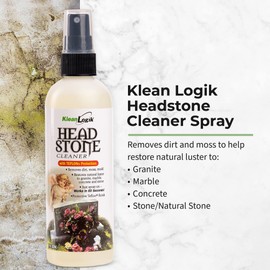 KleanLogik Headstone Cleaner For Graves & Memorials, Tombstone Cleaner Solution Removes Dirt & Plant Growth To Restore Natural Luster To Granite, Marble, Slate, Concrete, Limestone & Stone, 2-Pack