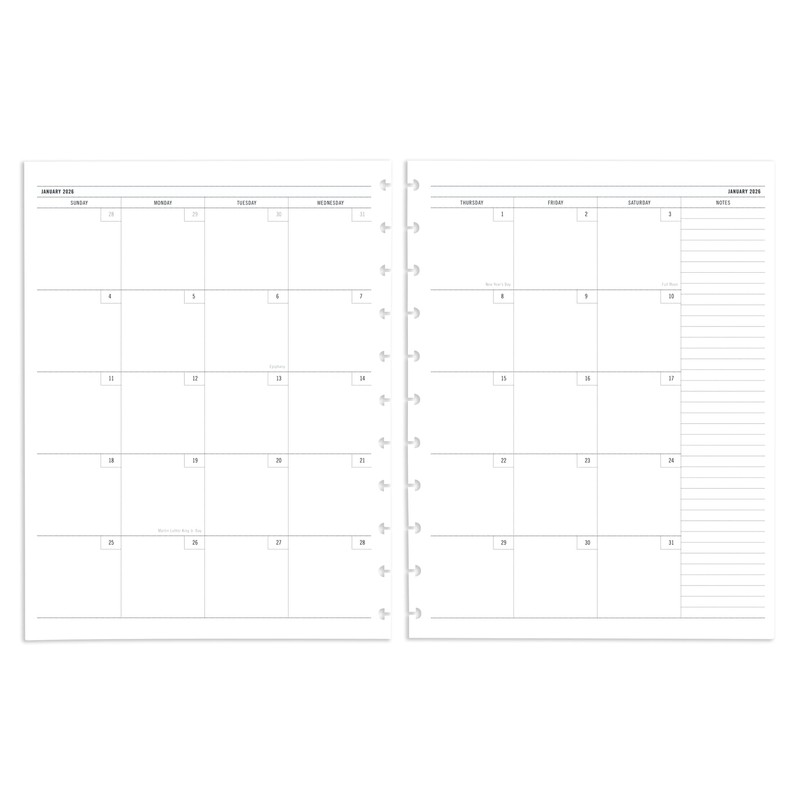 2026 TUL® Discbound Weekly/Monthly Planner Refill Pages, Letter Size, January