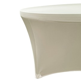 YOUR CHAIR COVERS - Stretch Spandex 5 ft Round Table Cover Ivory, Stretch Tablecloth