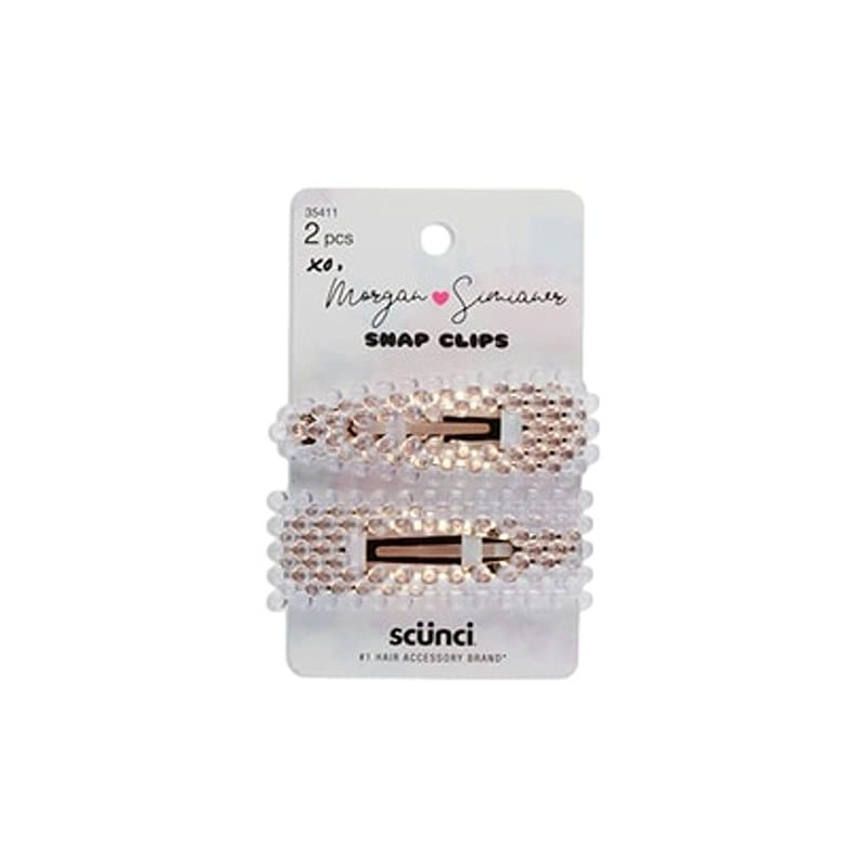 Morgan Simianer Xo Scunci Hair Clips (Clear Beaded Snap Clips)
