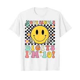 Retro Groovy 10th Birthday Girls Boys Kids 10 Year Old Cute T-Shirt