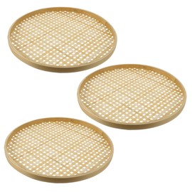 SHOWERORO 3pcs Bamboo Sieve Round Baskets Woven Storage Baskets Woven Tray Fruit Rattan Tray Woven Fruit Basket Natural Basket Bamboo Colander Basket Bamboo Weaving Sieve Vegetable Food