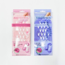 2-Pack Moisturizing Gel Socks, Inner Lining Infused with Essential Oils - for Rough feet, Calluses, Cracked Heels, Soften Dry feet - Use with Favorite Lotions (Lavender Purple and Rose Pink) Unisex