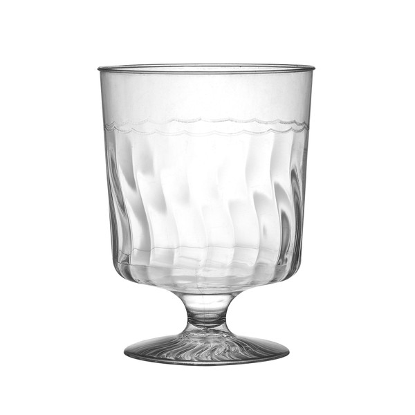 Fineline Settings Plastic Wine Glass-8 oz. | Clear | Flairware Collection | Pack of 10 Stemware, 8 ounce