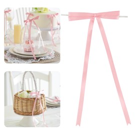 AIMUDI Baby Pink Bows 4.5 × 9" Satin Bows for Gift Wrapping Twist Tie Bows Premade Ribbon Bows for Bouquets Invitations Baskets Crafts Wreaths Wedding Birthday Baby Shower Party Decorations, 36 PCs